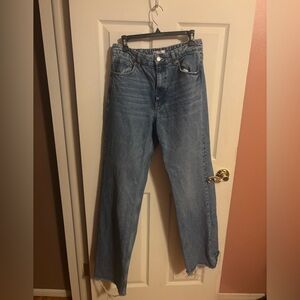 Zara Wide Leg High-Rise Jeans — Light Blue Wash
